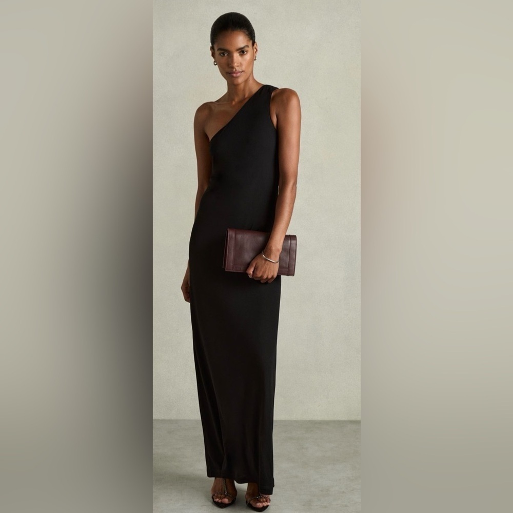 Reiss Black One Shoulder Morgaine Dress NWT Size 10